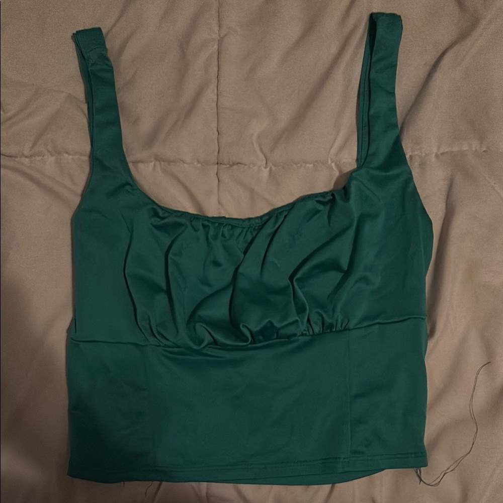 Emerald Green Fitted Crop Tank Top